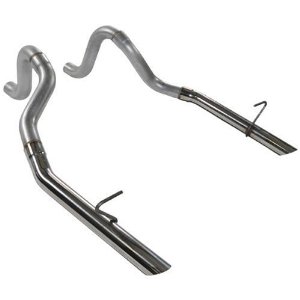 Tailpipes, 2.50"Mandrel Bent Tubing for 87-93 Ford Mustang, LX 5.0L / 86 GT 5.0L, Stainless OEM Style Tips w/ Hangers, 16 Gauge Aluminized Steel : 1 pr