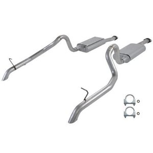 87-93 Ford Mustang  GT  5.0L  2.50in Outlet  50 Series Delta Flow Mufflers  Force II  DOR  Mandrel Bent Tubing 16 Gauge Aluminized Steel
