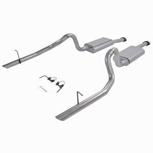 94-97 Ford Mustang  GT / Cobra  4.6L / 5.0L  2.50in Outlet  50 Series Delta Flow Mufflers  Force II  DOR  Mandrel Bent Tubing 16 Gauge Aluminized Steel