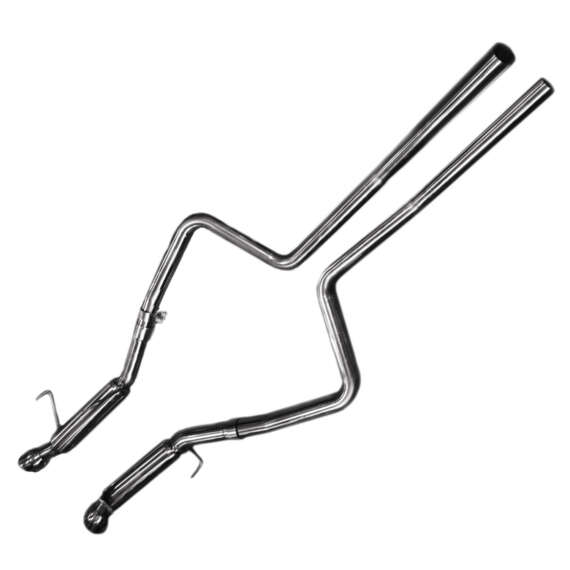 2010 Ford Mustang GT 4.6L 2 1/2 Stainless Steel Ford Dual Exhaust System. Fits Mustang GT 3V and Shelby GT 500. Includes 2 1/2 Polished Race Mufflers and 4 Polished Slash Cut Tips. For 2010