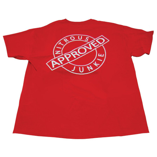 LARGE RED T-SHIRT W/ WHITE NITROUS JUNKIE