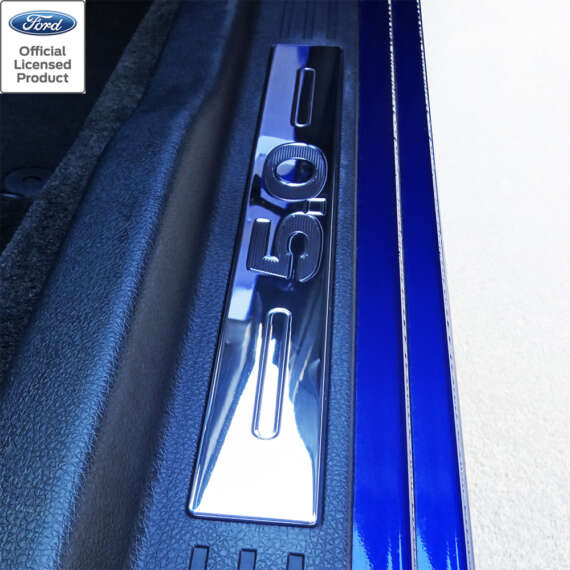 05-14 FORD MUSTANG BILLET DOOR SILLS 5.0 LOGO