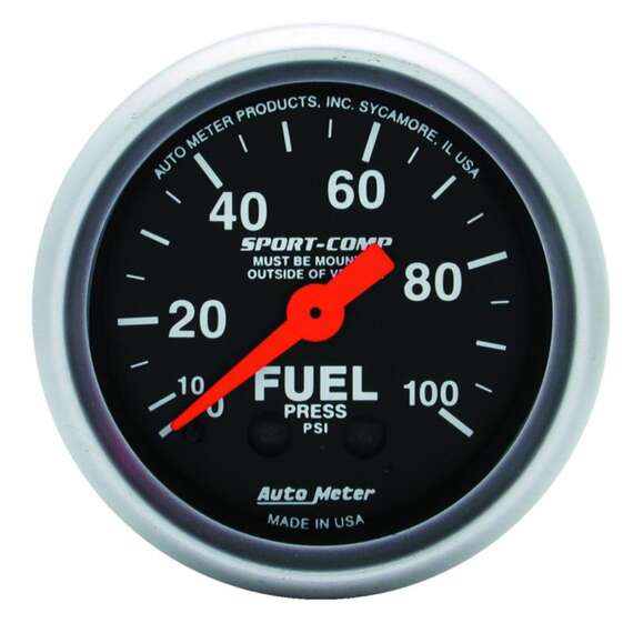 AUTOMETER SPORT COMP 2-1/16" MECHANICAL 0-100PSI FUEL PRESSURE