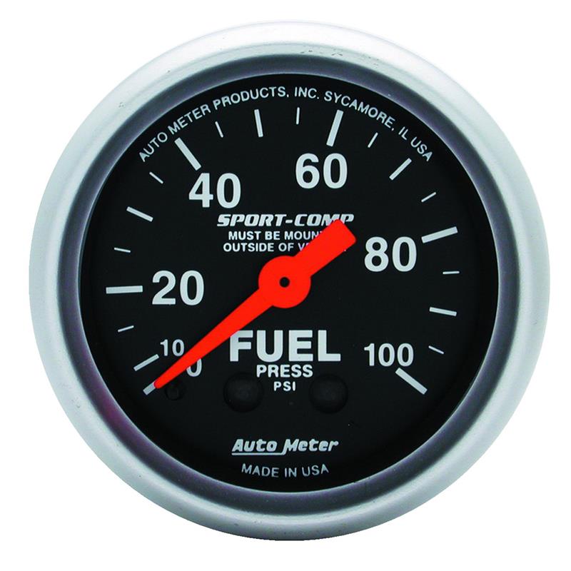 AUTOMETER SPORT COMP 2-1/16" MECHANICAL 0-100PSI FUEL PRESSURE