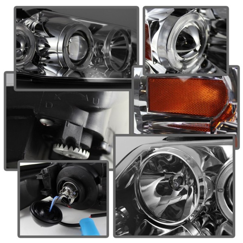 Spyder Projector Headlights LED Halo Chrome High H1 Low H1 PRO-YD-FM99-1PC-AM-C - Image 2