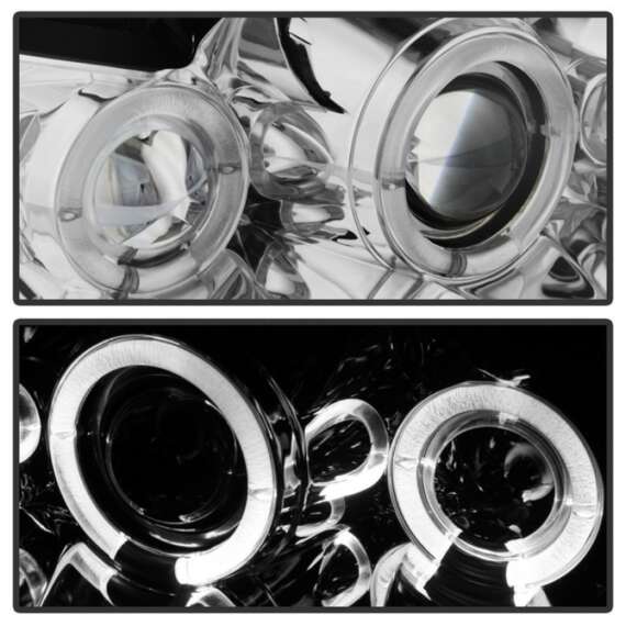 Spyder Projector Headlights LED Halo Chrome High H1 Low H1 PRO-YD-FM99-1PC-AM-C - Image 3