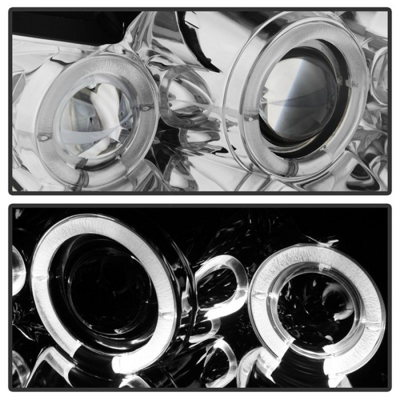 Spyder Projector Headlights LED Halo Chrome High H1 Low H1 PRO-YD-FM99-1PC-AM-C - Image 3