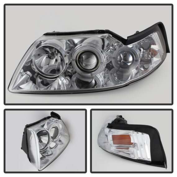 Spyder Projector Headlights LED Halo Chrome High H1 Low H1 PRO-YD-FM99-1PC-AM-C - Image 6