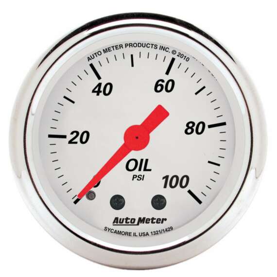 2-1/16" OIL PRESSURE, 0-100 PSI, MECHANICAL, ARCTIC WHITE