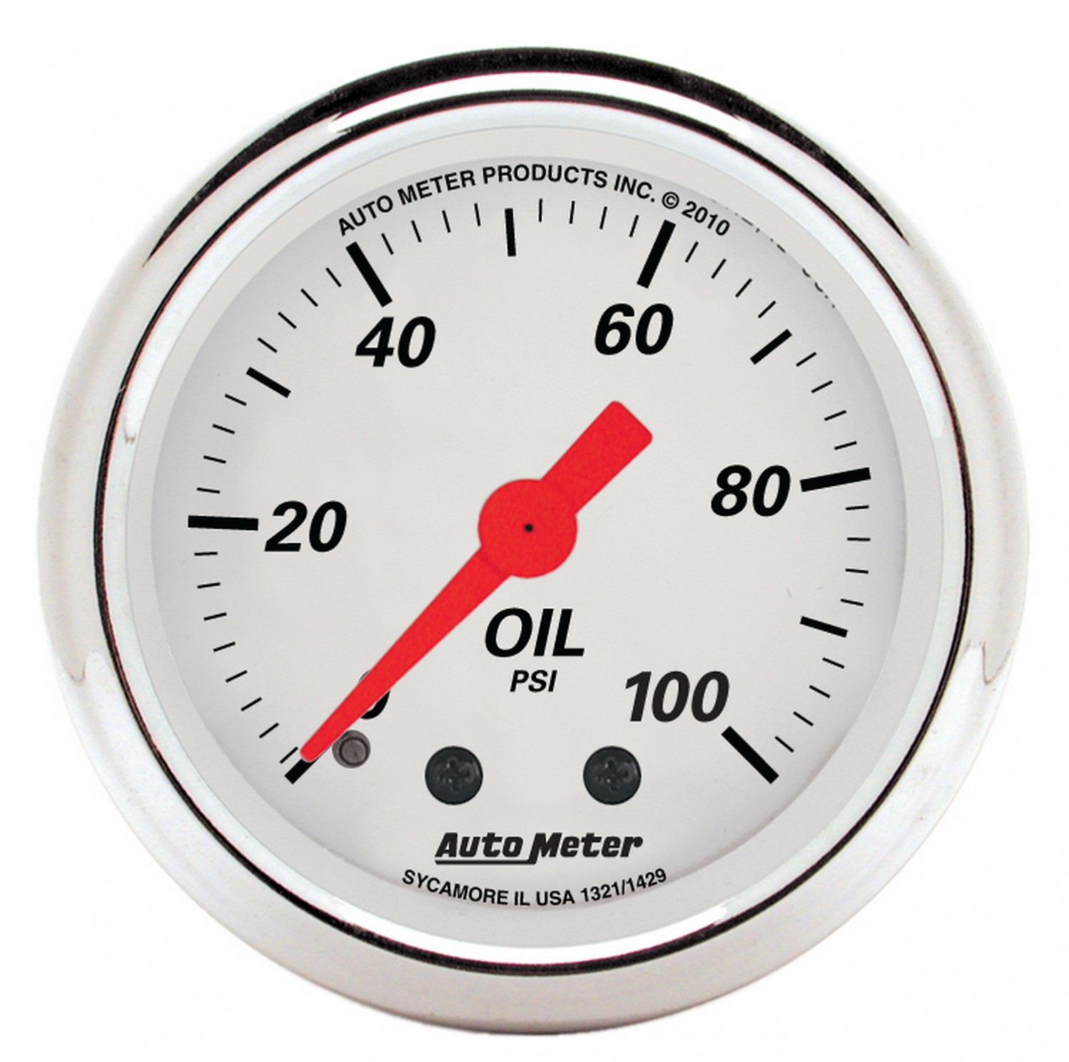 2-1/16" OIL PRESSURE, 0-100 PSI, MECHANICAL, ARCTIC WHITE