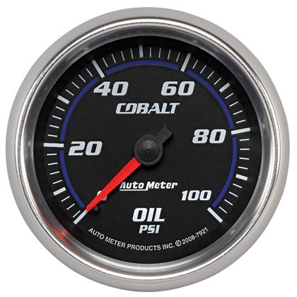 2-5/8" OIL PRESSURE, 0-100 PSI, MECHANICAL, COBALT