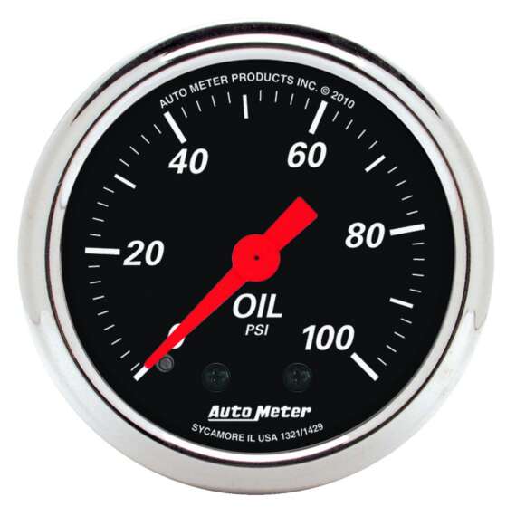 2-1/16" OIL PRESSURE, 0-100 PSI, MECHANICAL, DESIGNER BLACK