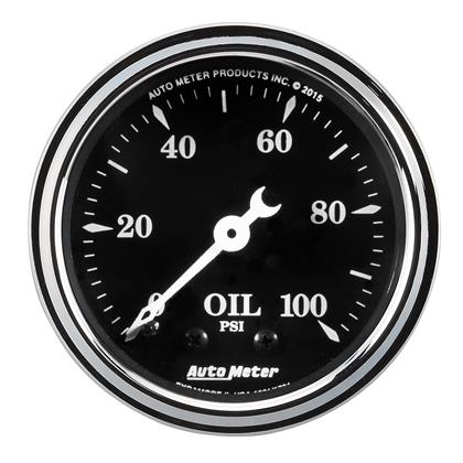 2-1/16" OIL PRESSURE, 0-100 PSI, MECHANICAL, OLD TYME BLACK