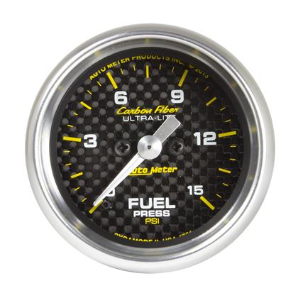 2-1/16" FUEL PRESSURE, 0-15 PSI, STEPPER MOTOR, CARBON FIBER