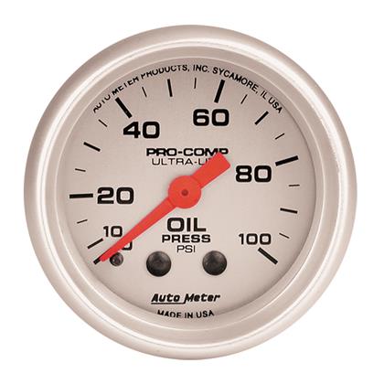2-1/16" OIL PRESSURE, 0-100 PSI, MECHANICAL, ULTRA-LITE