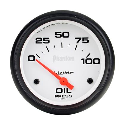 2-5/8" OIL PRESSURE, 0-100 PSI, AIR-CORE, PHANTOM