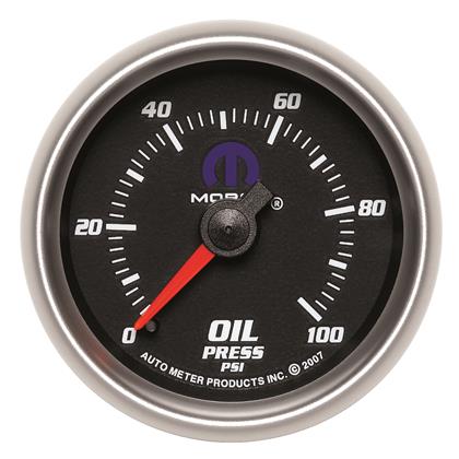 2-1/16" OIL PRESSURE, 0-100 PSI, MECHANICAL, BLACK, MOPAR