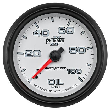 2-5/8" OIL PRESSURE, 0-100 PSI, MECHANICAL, PHANTOM II