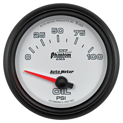 2-5/8" OIL PRESSURE, 0-100 PSI, AIR-CORE, PHANTOM II