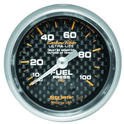 2-1/16" FUEL PRESSURE, 0-100 PSI, MECHANICAL, CARBON FIBER