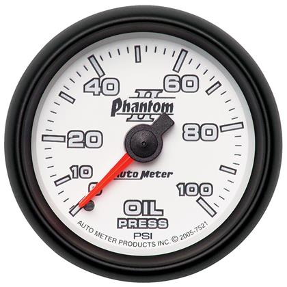 2-1/16" OIL PRESSURE, 0-100 PSI, MECHANICAL, PHANTOM II
