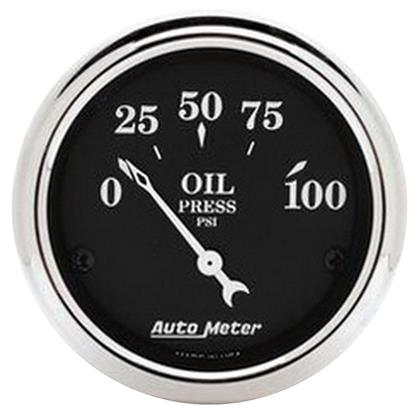 2-1/16" OIL PRESSURE, 0-100 PSI, AIR-CORE, OLD TYME BLACK