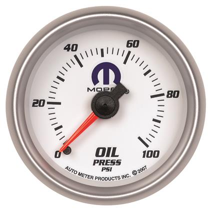 2-1/16" OIL PRESSURE, 0-100 PSI, MECHANICAL, WHITE, MOPAR