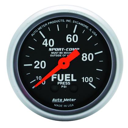 2-1/16" FUEL PRESSURE, 0-100 PSI, MECHANICAL, SPORT-COMP