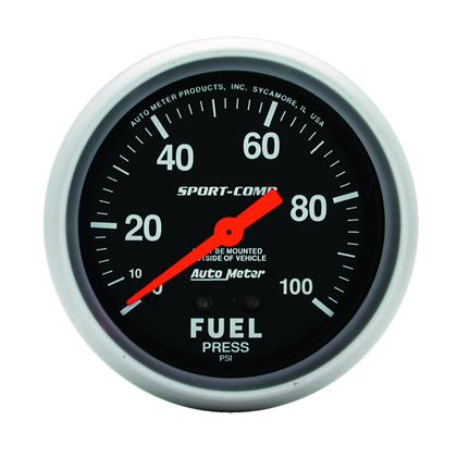 2-5/8" FUEL PRESSURE, 0-100 PSI, MECHANICAL, SPORT-COMP