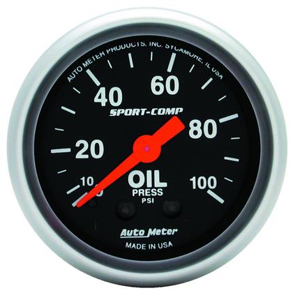 2-1/16" OIL PRESSURE, 0-100 PSI, MECHANICAL, SPORT-COMP