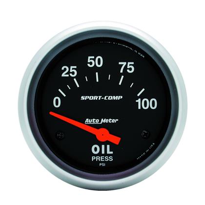 2-5/8" OIL PRESSURE, 0-100 PSI, AIR-CORE, SPORT-COMP