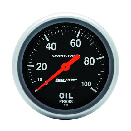 2-5/8" OIL PRESSURE, 0-100 PSI, MECHANICAL, SPORT-COMP