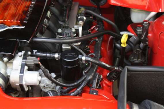 JLT Oil Separator 3.0 Driver Side, Black Anodized (2005-2010 Mustang GT)