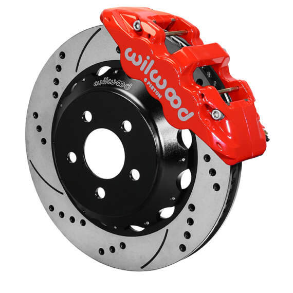 Wilwood AERO6 Big Brake Front Brake Kit - Red Powder Coat Caliper - SRP Drilled & Slotted Rotor
